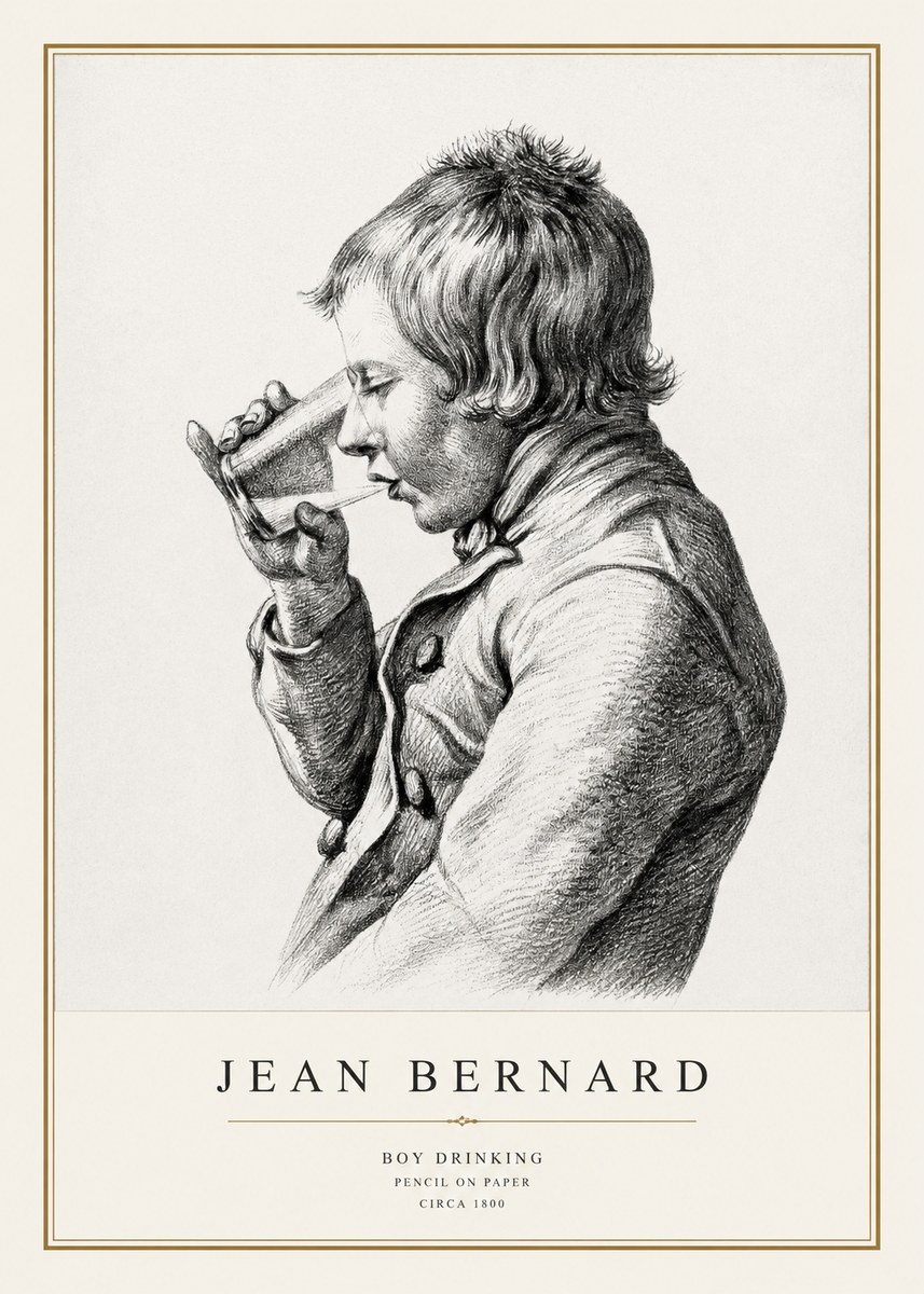 Jean Bernard Young Boy Drinking No3 - Affiche