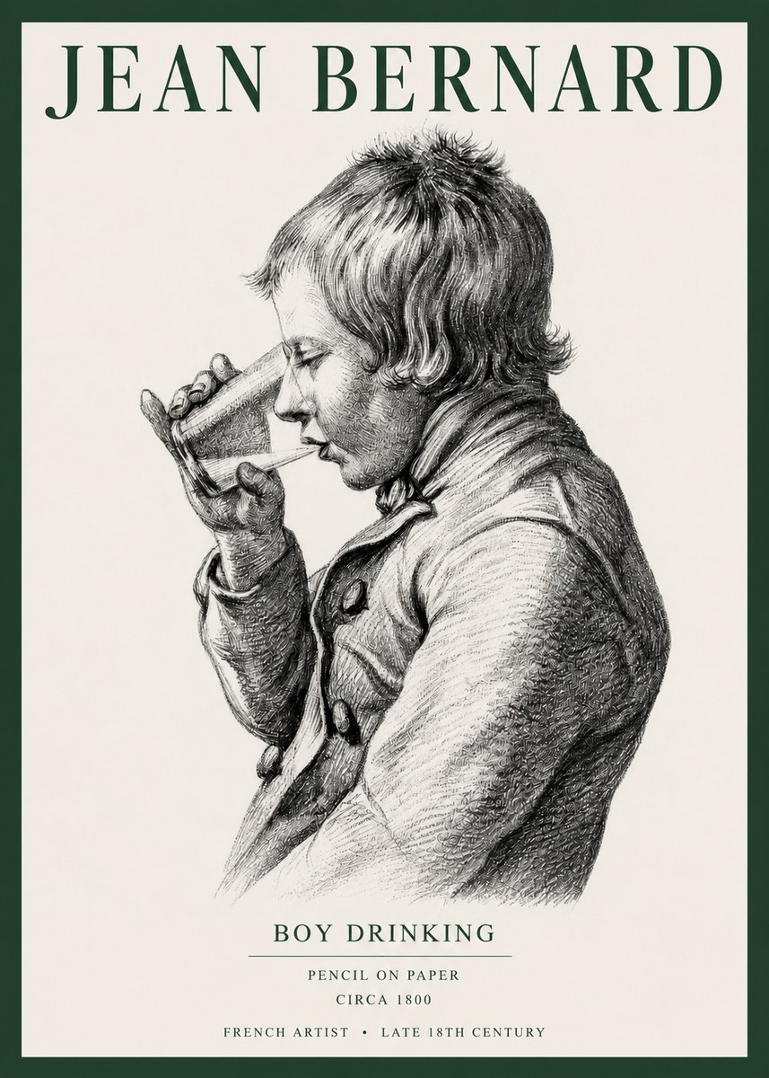 Jean Bernard Young Boy Drinking No5 - Affiche