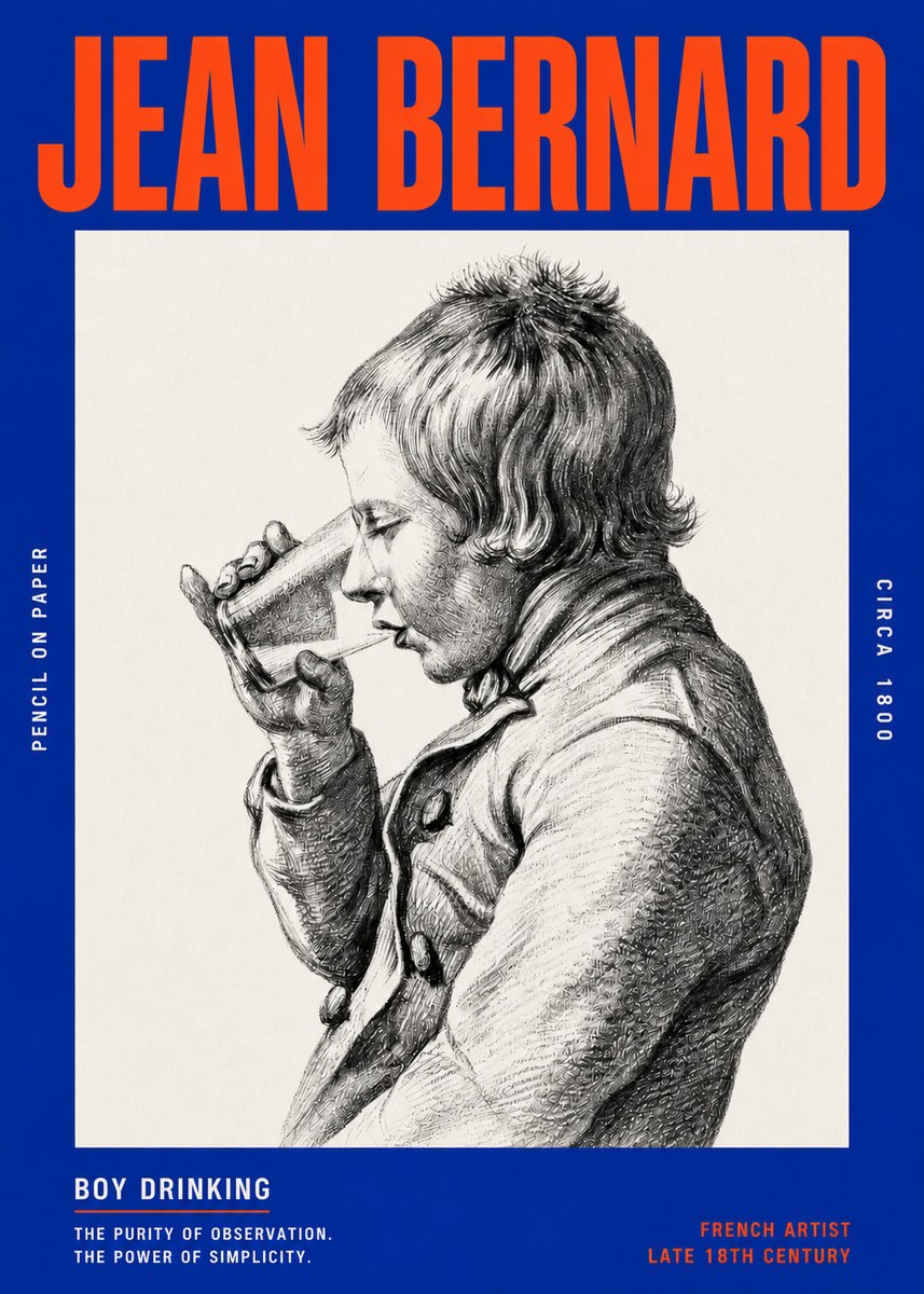 Jean Bernard Young Boy Drinking No6 - Affiche