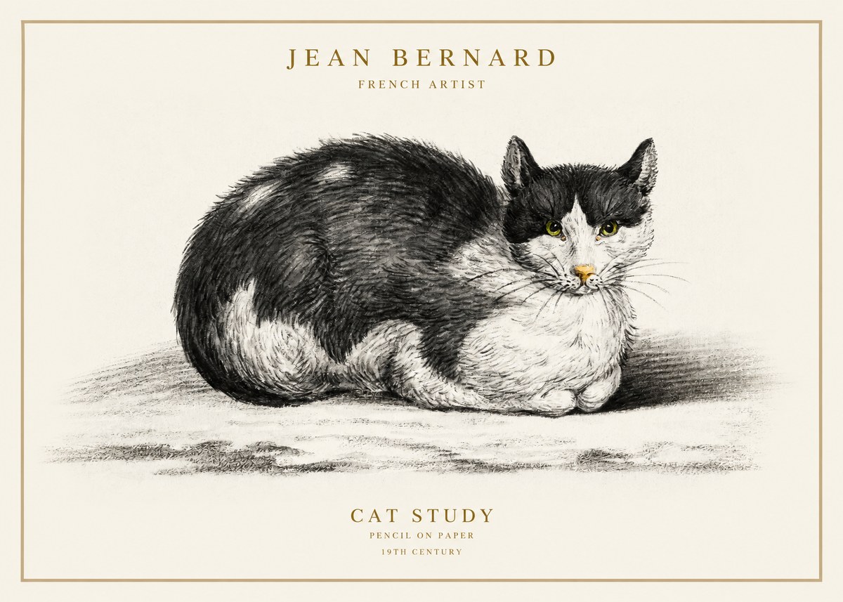 Jean Bernard Cat Study II No1 - Affiche