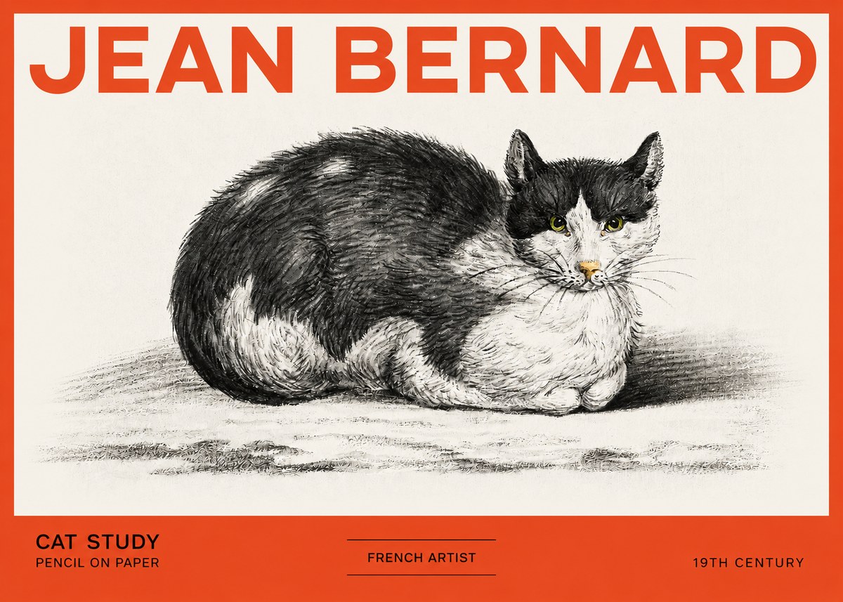 Jean Bernard Cat Study II No2 - Affiche