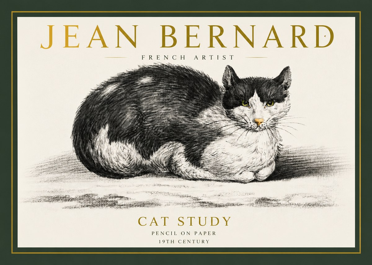 Jean Bernard Cat Study II No3 - Affiche