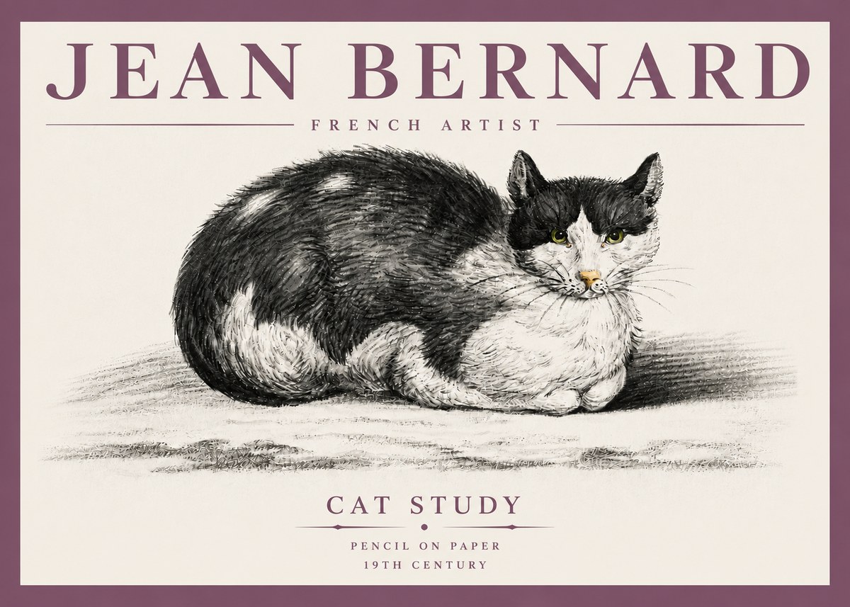 Jean Bernard Cat Study II No4 - Affiche