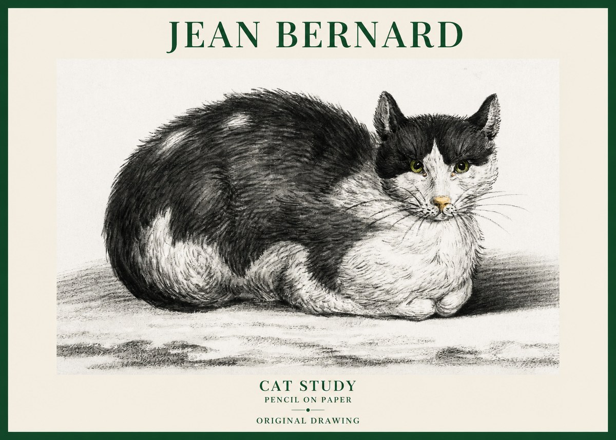 Jean Bernard Cat Study II No6 - Affiche