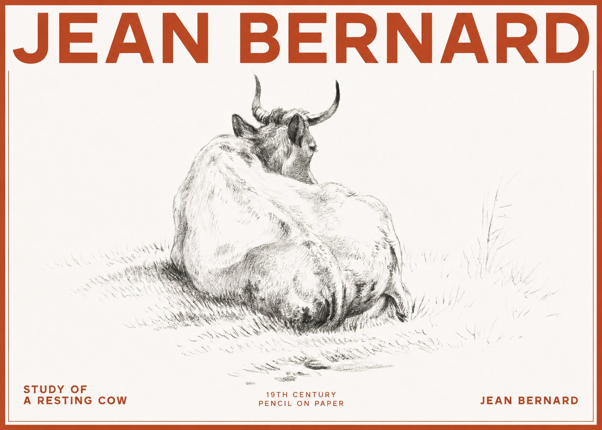 Jean Bernard Study of a Resting Cow I No2 - Affiche