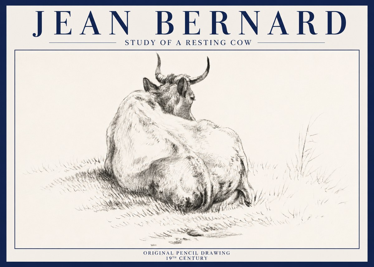 Jean Bernard Study of a Resting Cow I No3 - Affiche
