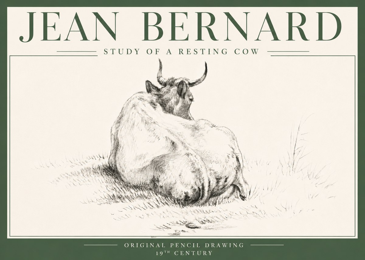 Jean Bernard Study of a Resting Cow I No4 - Affiche