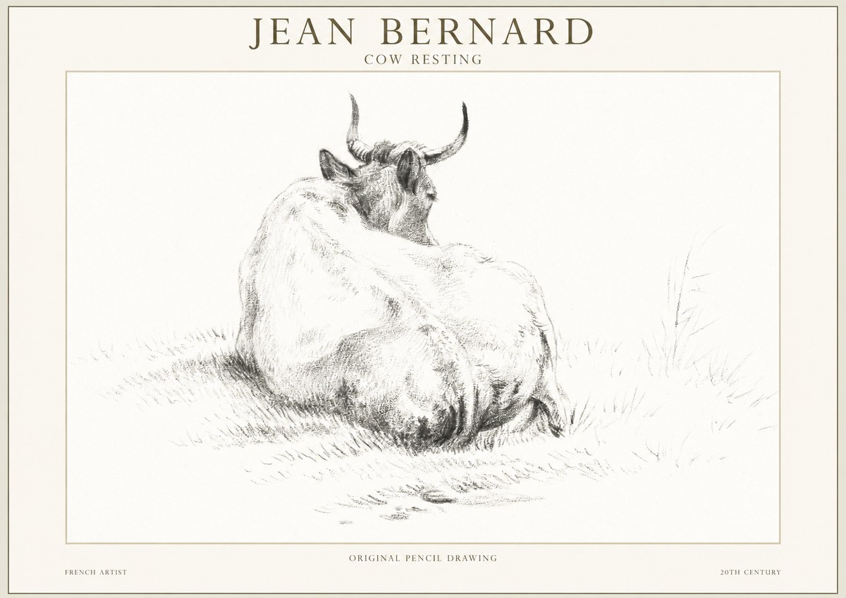 Jean Bernard Study of a Resting Cow I No5 - Affiche