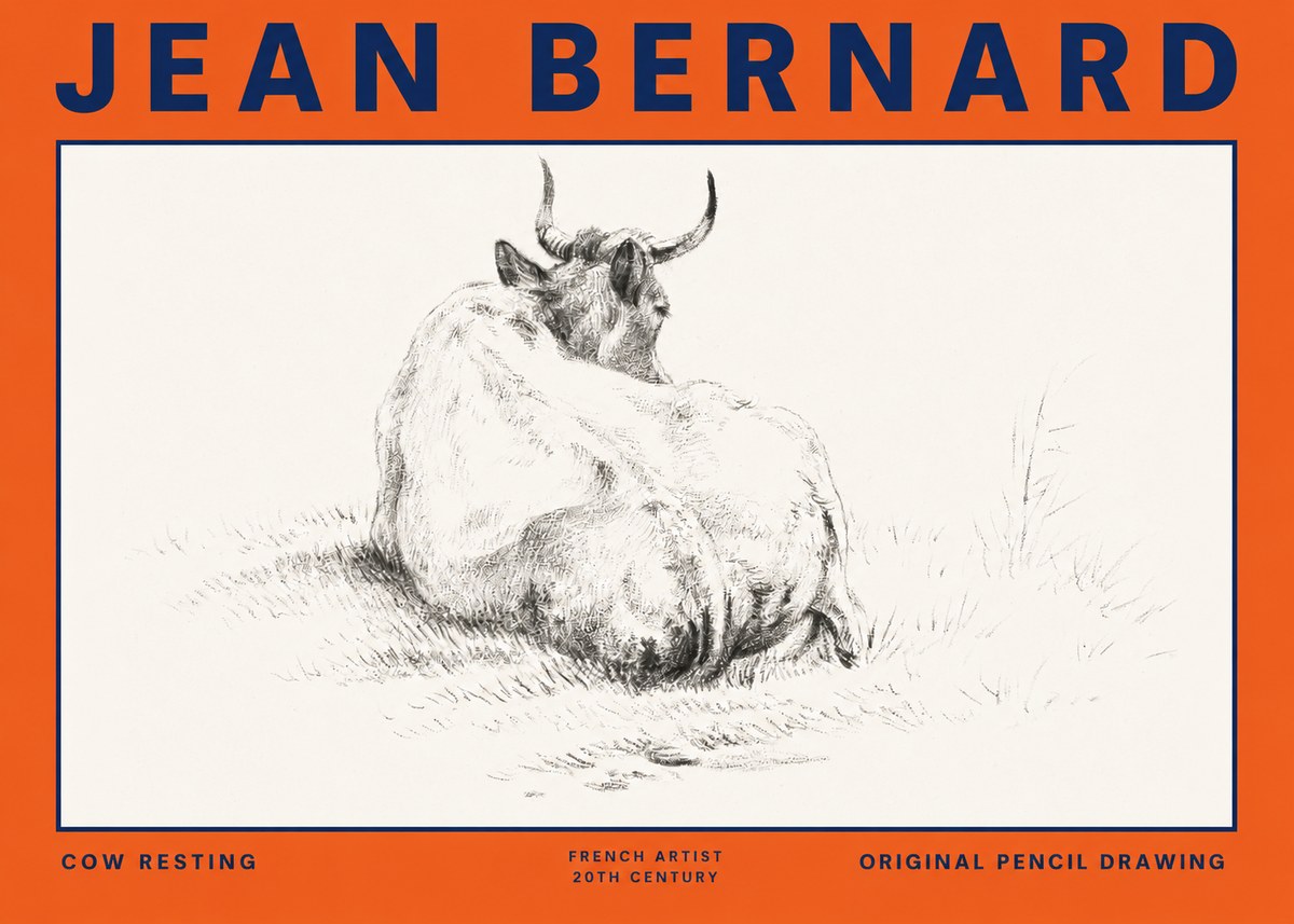 Jean Bernard Study of a Resting Cow I No6 - Affiche