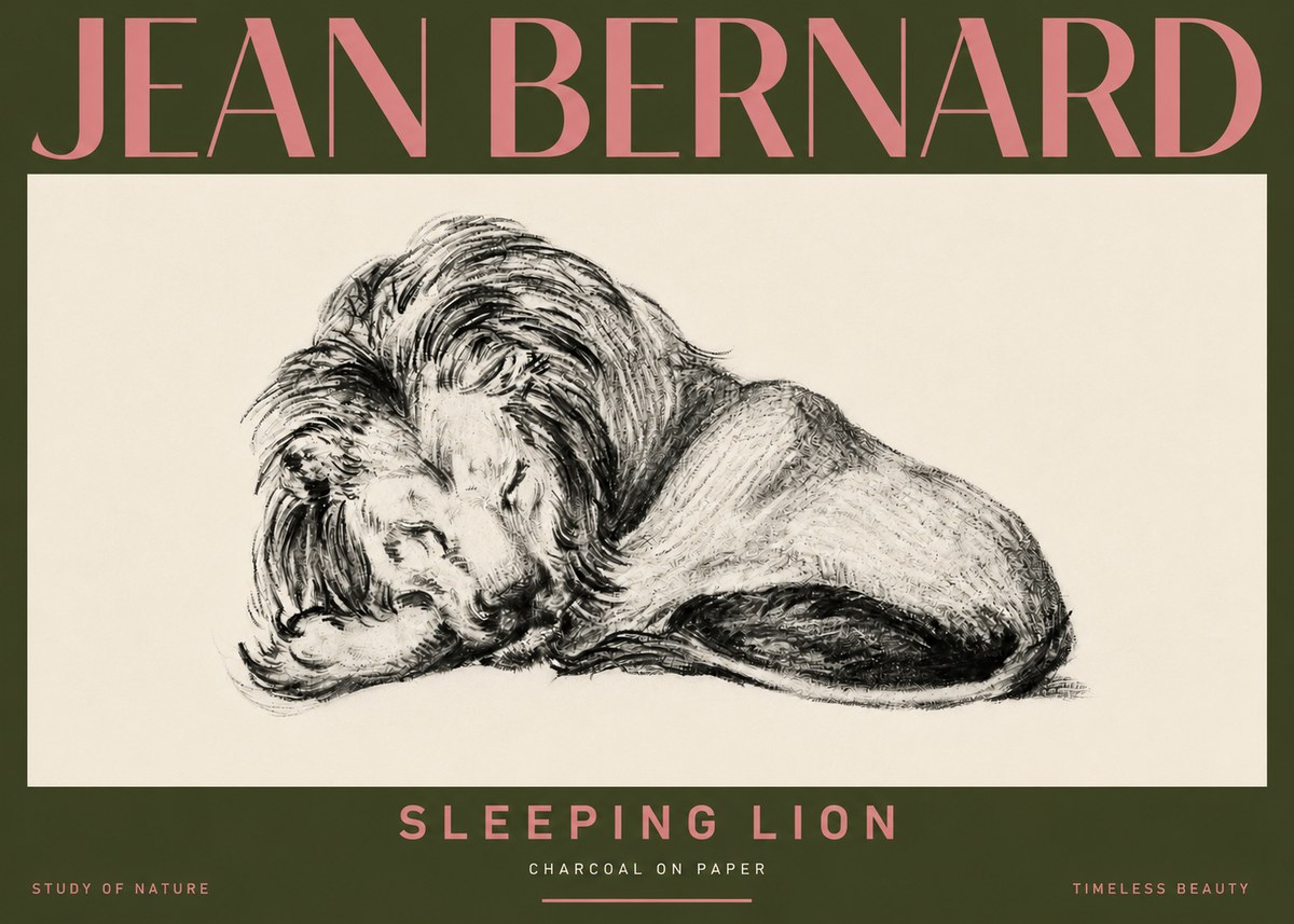 Jean Bernard Sleeping Lion No5 - Affiche