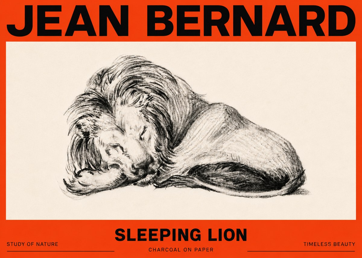 Jean Bernard Sleeping Lion No6 - Affiche