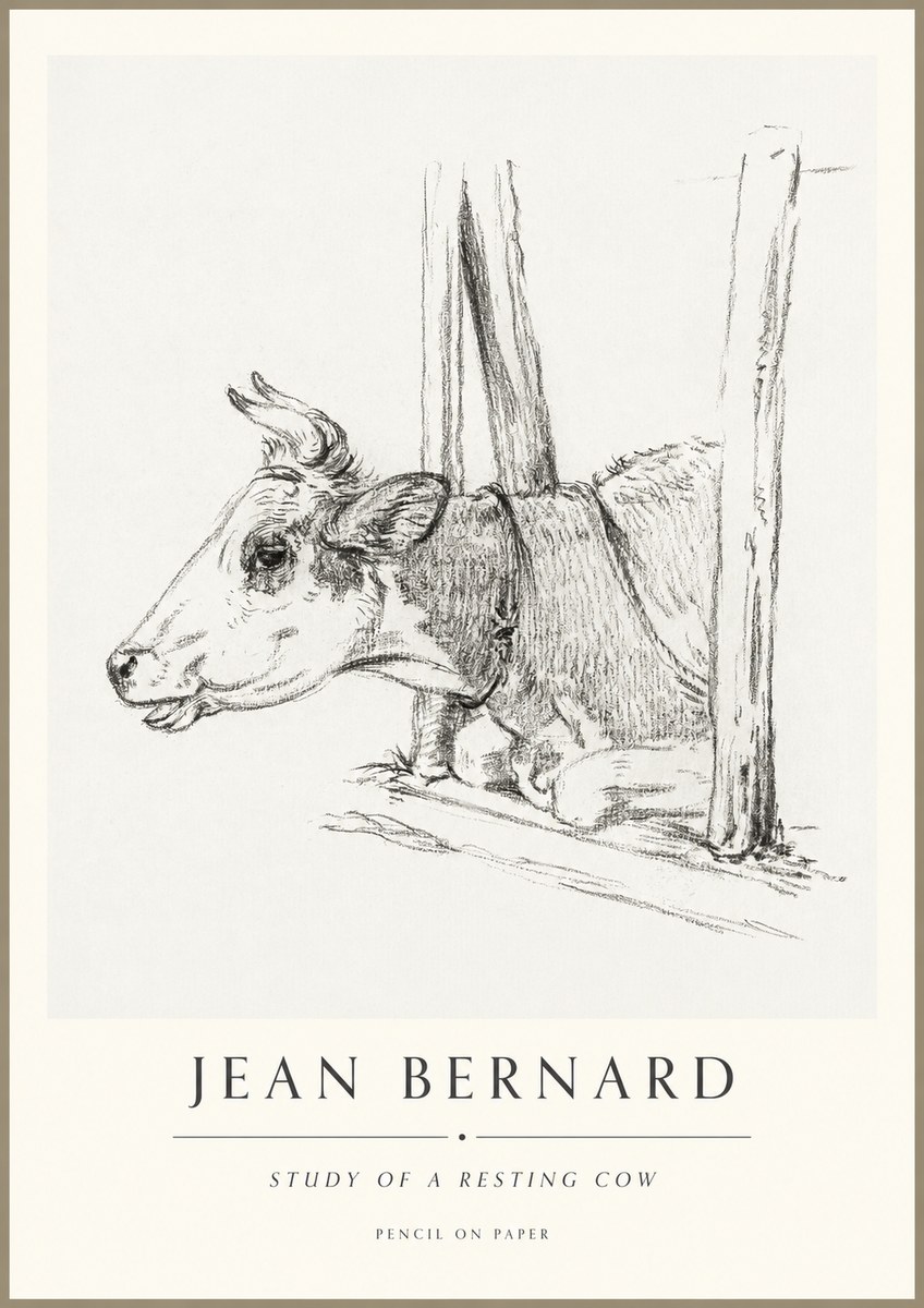 Jean Bernard Study of a Resting Cow II No1 - Affiche