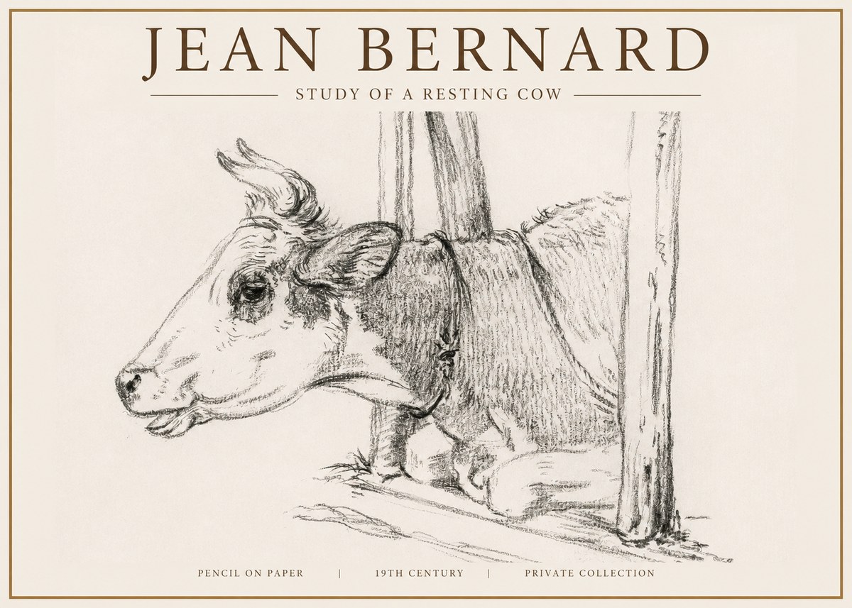 Jean Bernard Study of a Resting Cow II No4 - Affiche
