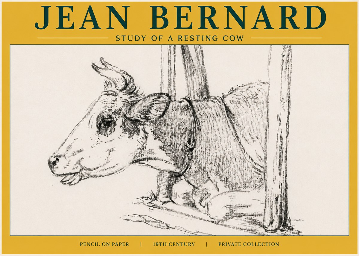 Jean Bernard Study of a Resting Cow II No6 - Affiche