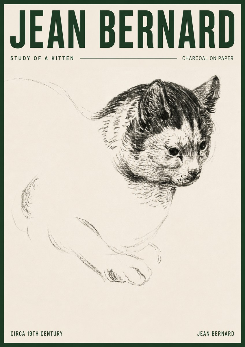 Jean Bernard Study of a Kitten I No3 - Affiche