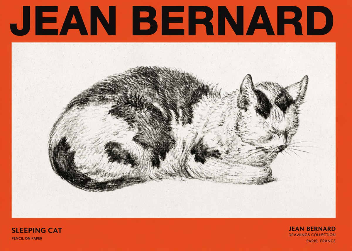 Jean Bernard Sleeping Cat I No2 - Affiche