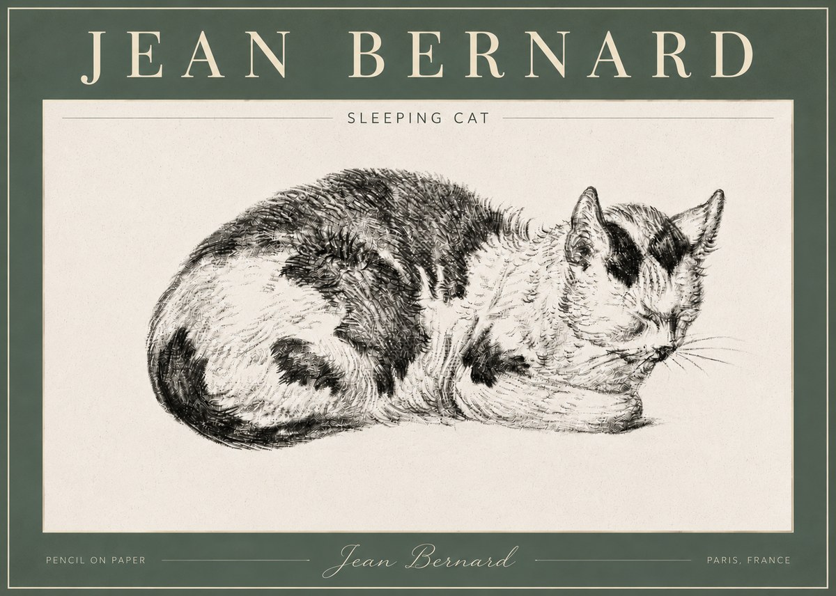 Jean Bernard Sleeping Cat I No4 - Affiche