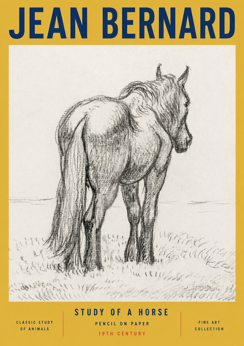 Jean Bernard Study of a Horse II No3 - Affiche