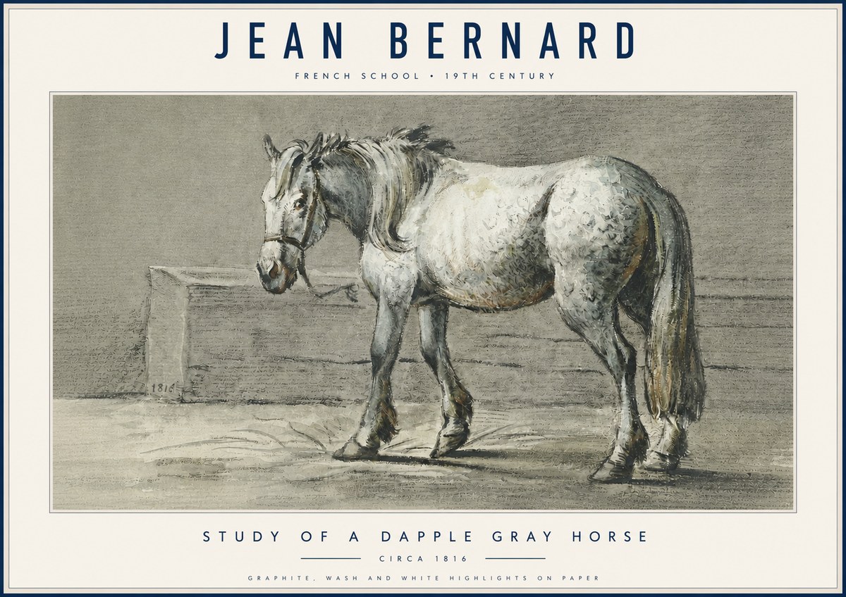 Jean Bernard Study of a Dapple Gray Horse No6 - Affiche