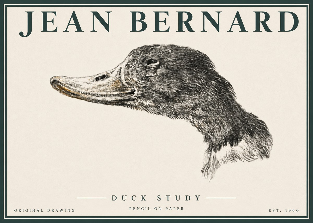 Jean Bernard Study of a Duck No4 - Affiche