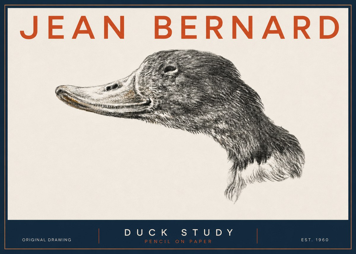 Jean Bernard Study of a Duck No5 - Affiche