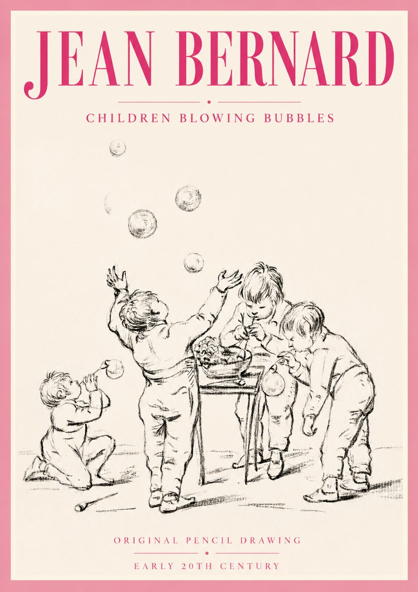 Jean Bernard Children Blowing Bubbles No5 - Affiche