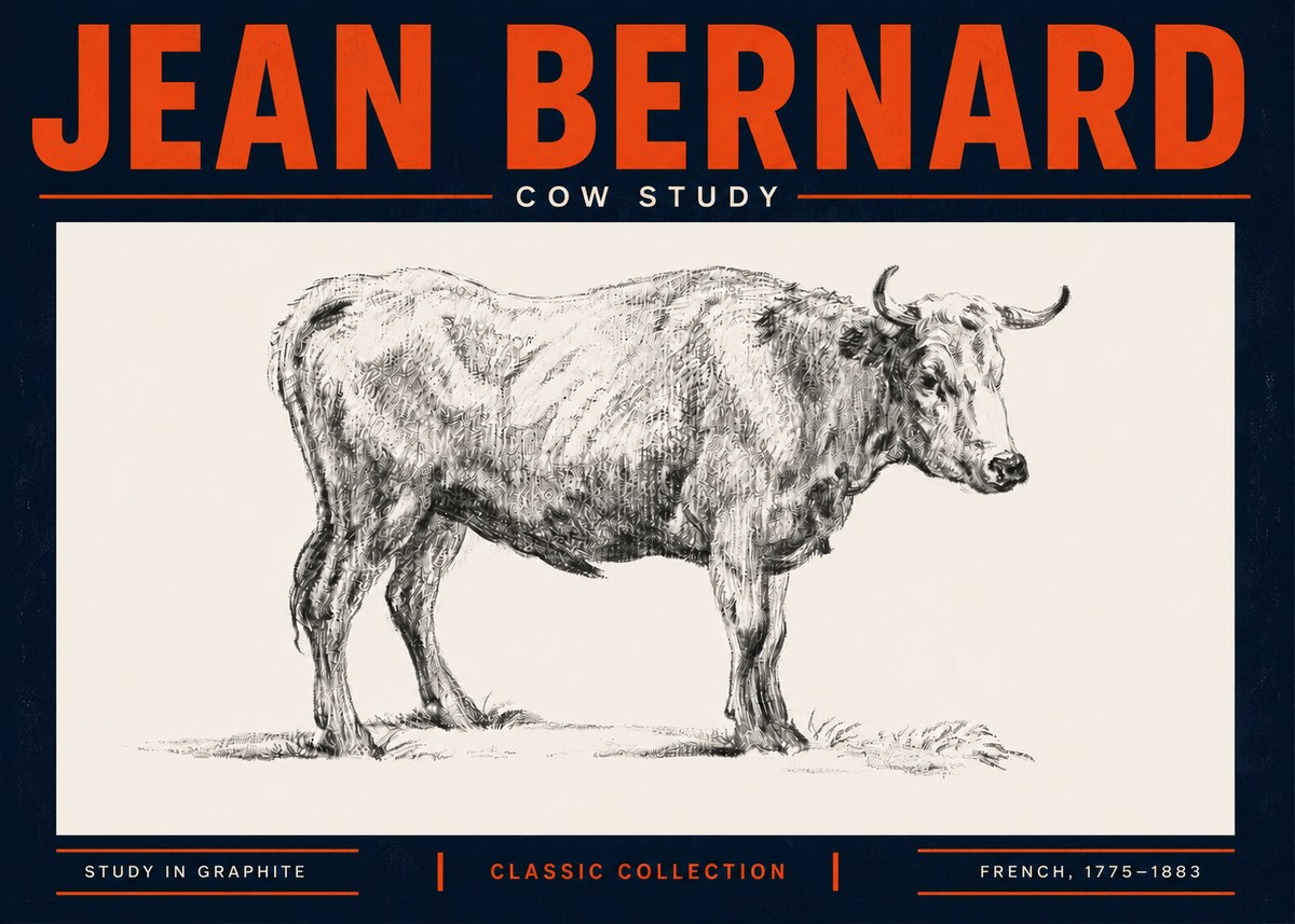 Jean Bernard Cow Study No5 - Affiche