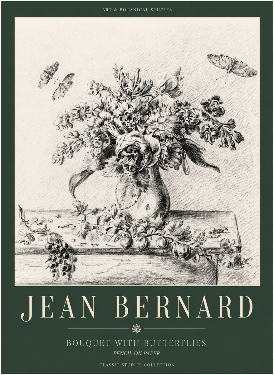 Jean Bernard Floral Still Life with Insects No3 - Affiche