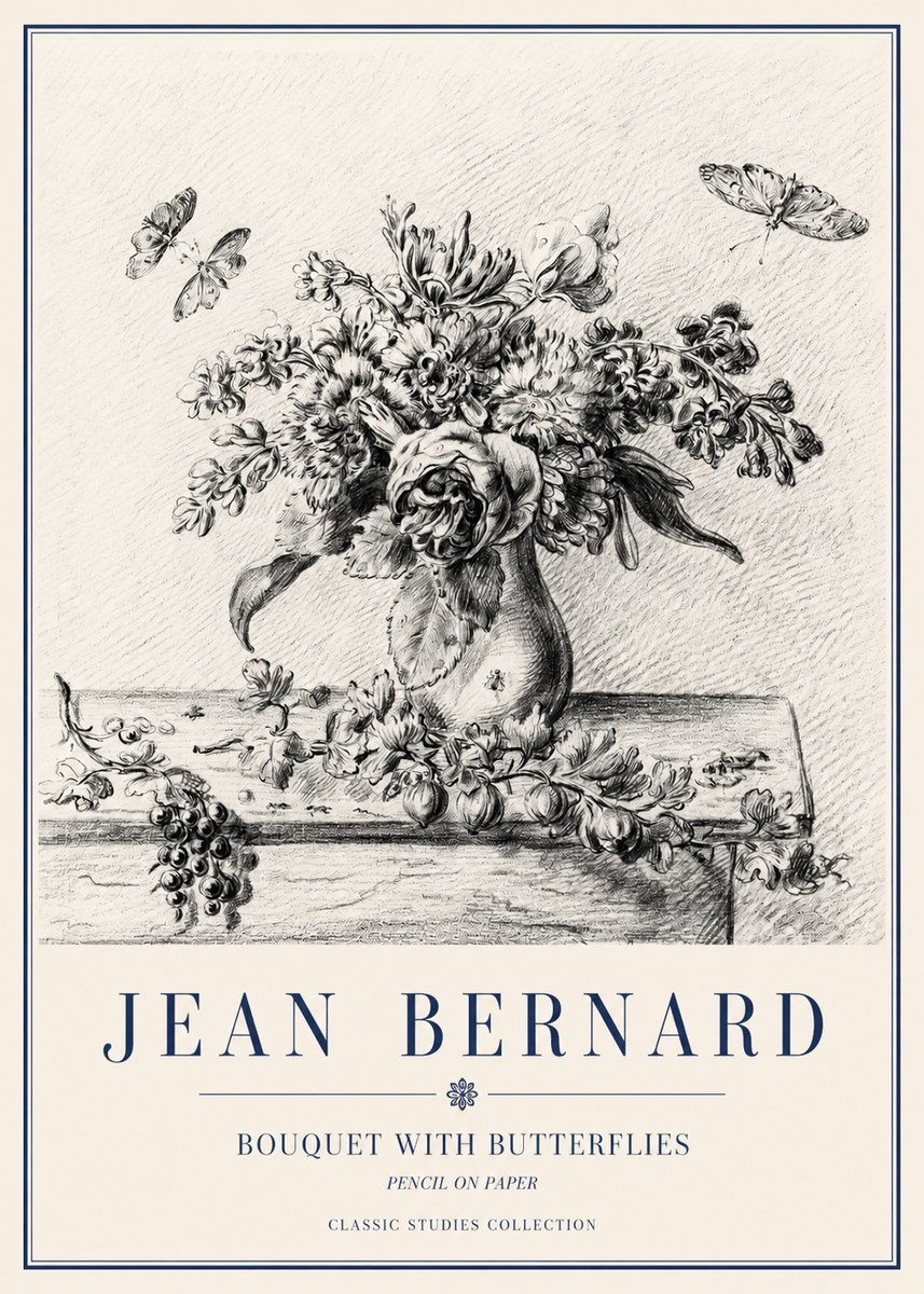 Jean Bernard Floral Still Life with Insects No5 - Affiche