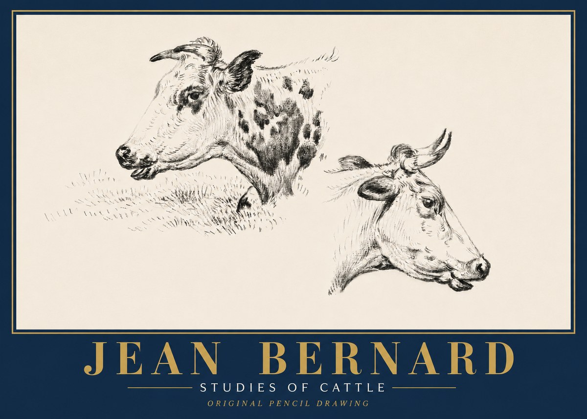 Jean Bernard Studies of Cattle I No6 - Affiche