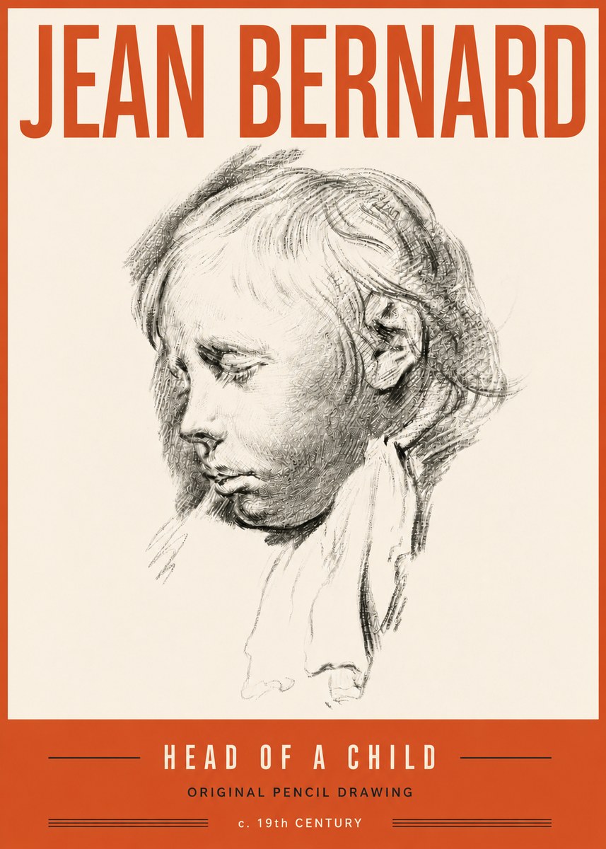Jean Bernard Head of a Child No6 - Affiche