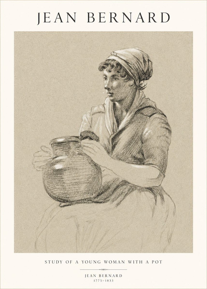 Jean Bernard Study of a Young Woman with a Pot No1 - Affiche