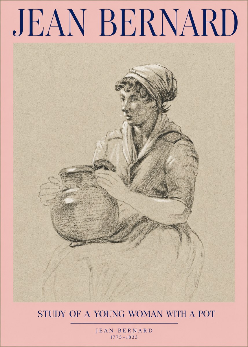 Jean Bernard Study of a Young Woman with a Pot No2 - Affiche
