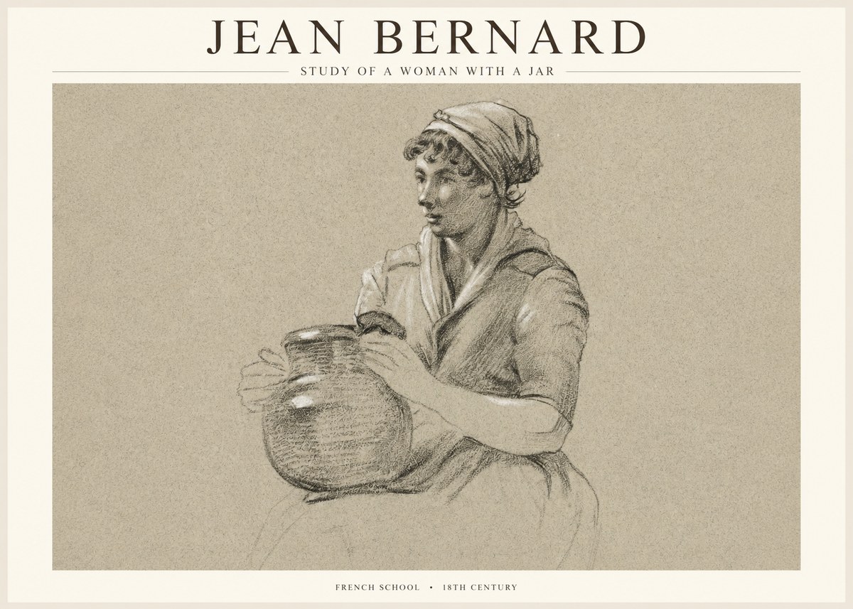 Jean Bernard Study of a Young Woman with a Pot No5 - Affiche