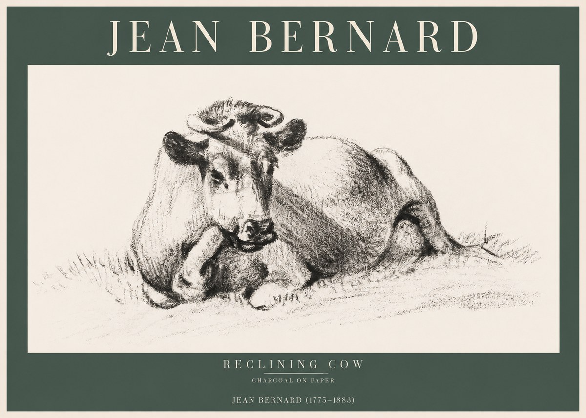 Jean Bernard Reclining Cow I No2 - Affiche