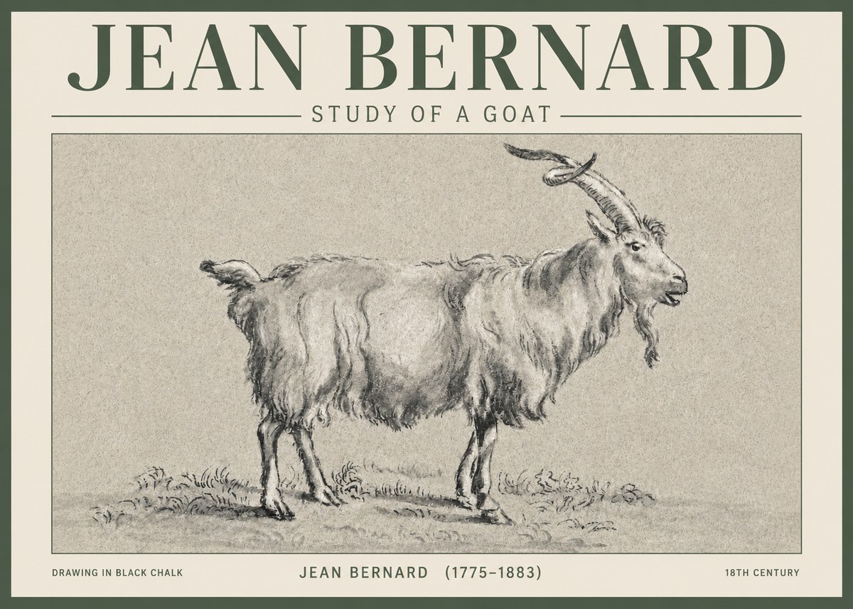 Jean Bernard Study of a Goat II No3 - Affiche