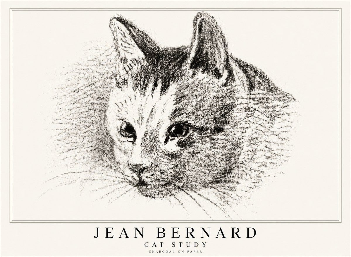 Jean Bernard Cat Study III No1 - Affiche