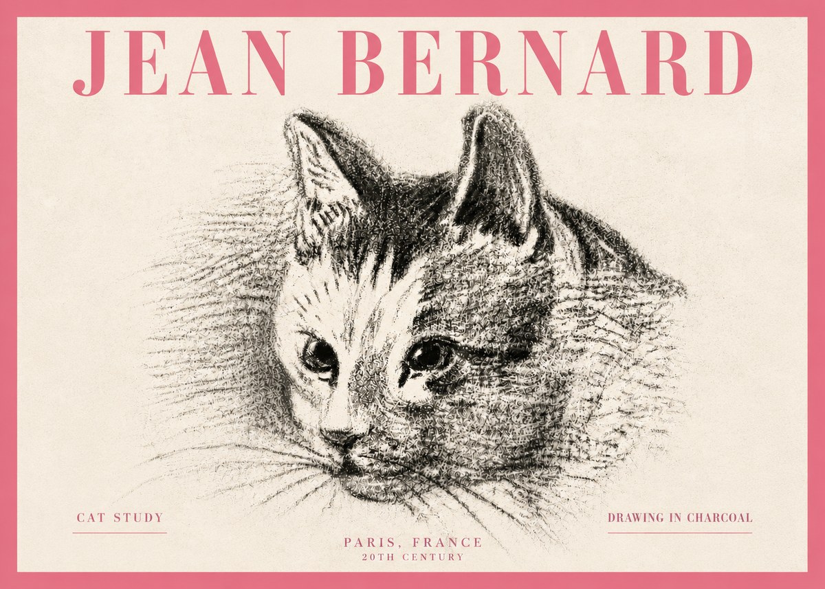 Jean Bernard Cat Study III No5 - Affiche