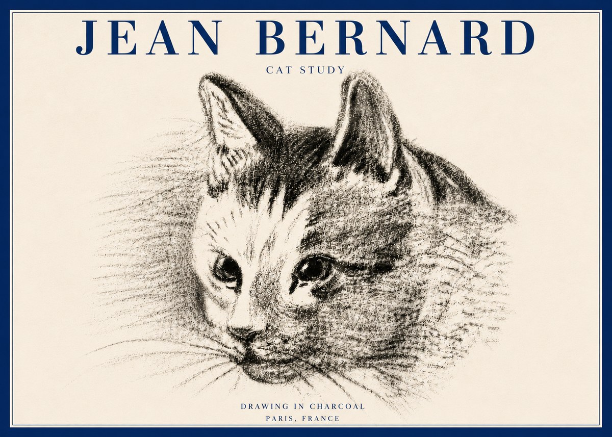 Jean Bernard Cat Study III No6 - Affiche