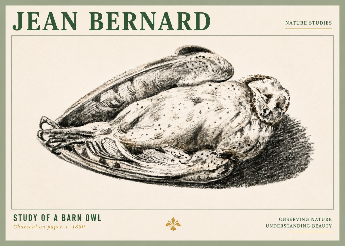 Jean Bernard Sleeping Owl No6 - Affiche