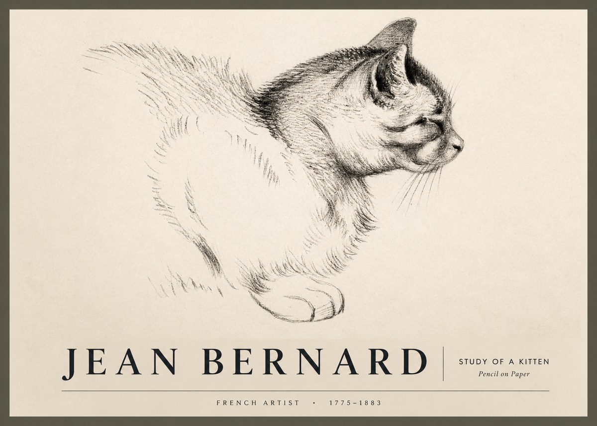 Jean Bernard Study of a Kitten II No2 - Affiche