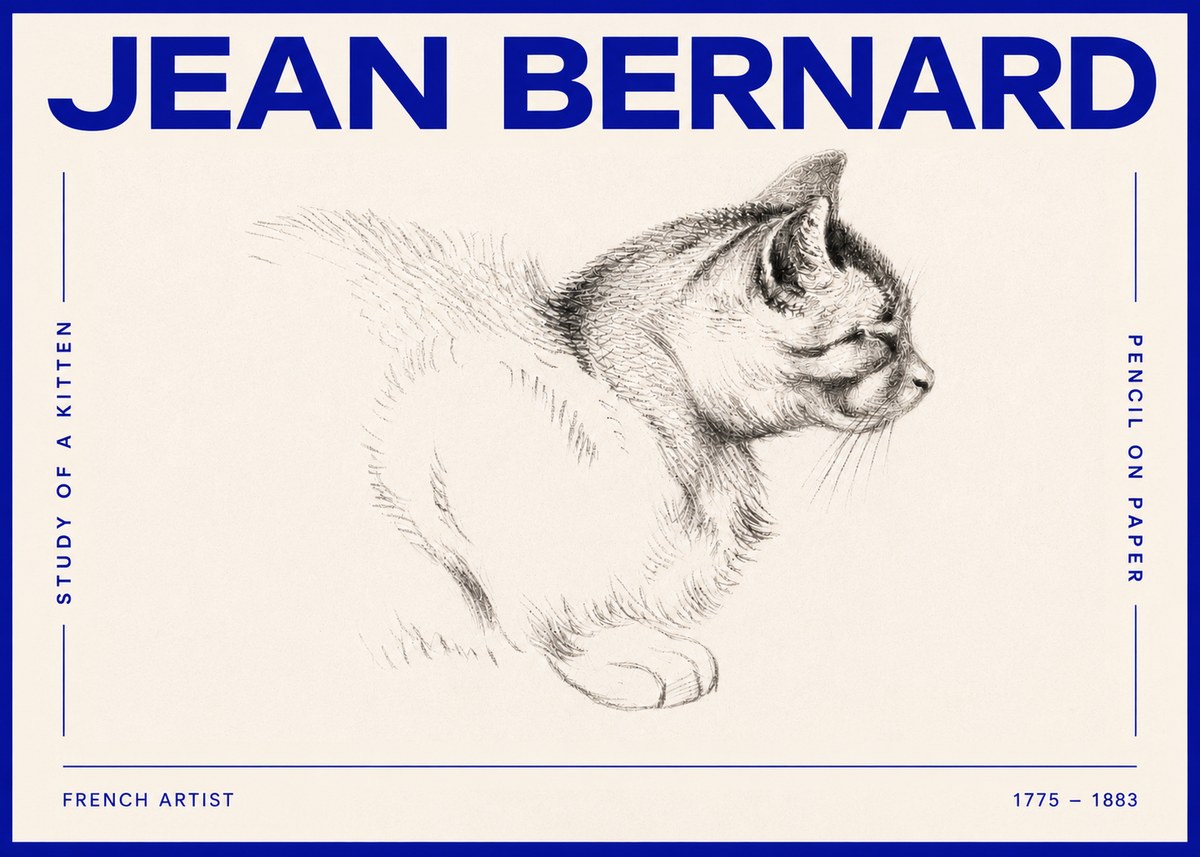 Jean Bernard Study of a Kitten II No4 - Affiche