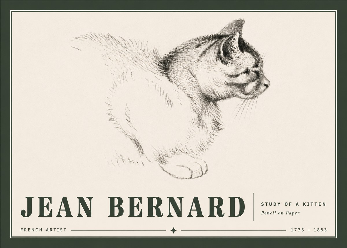 Jean Bernard Study of a Kitten II No5 - Affiche