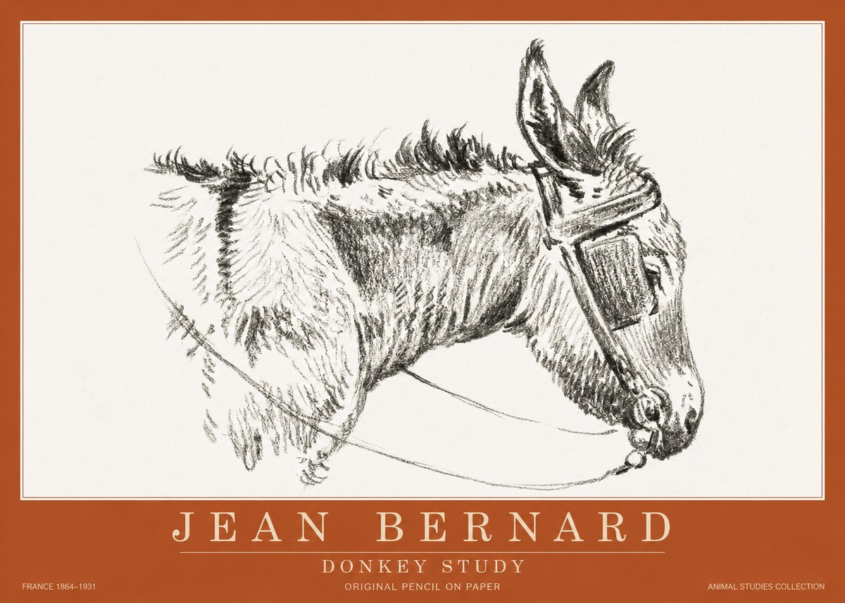 Jean Bernard Donkey Study II No2 - Affiche