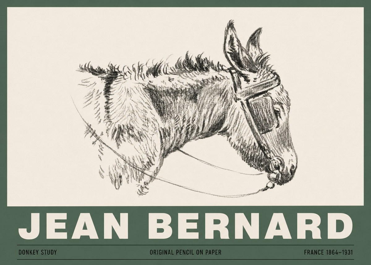 Jean Bernard Donkey Study II No3 - Affiche