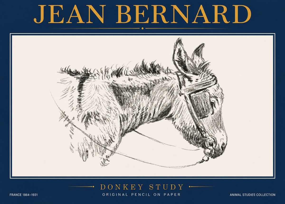 Jean Bernard Donkey Study II No4 - Affiche