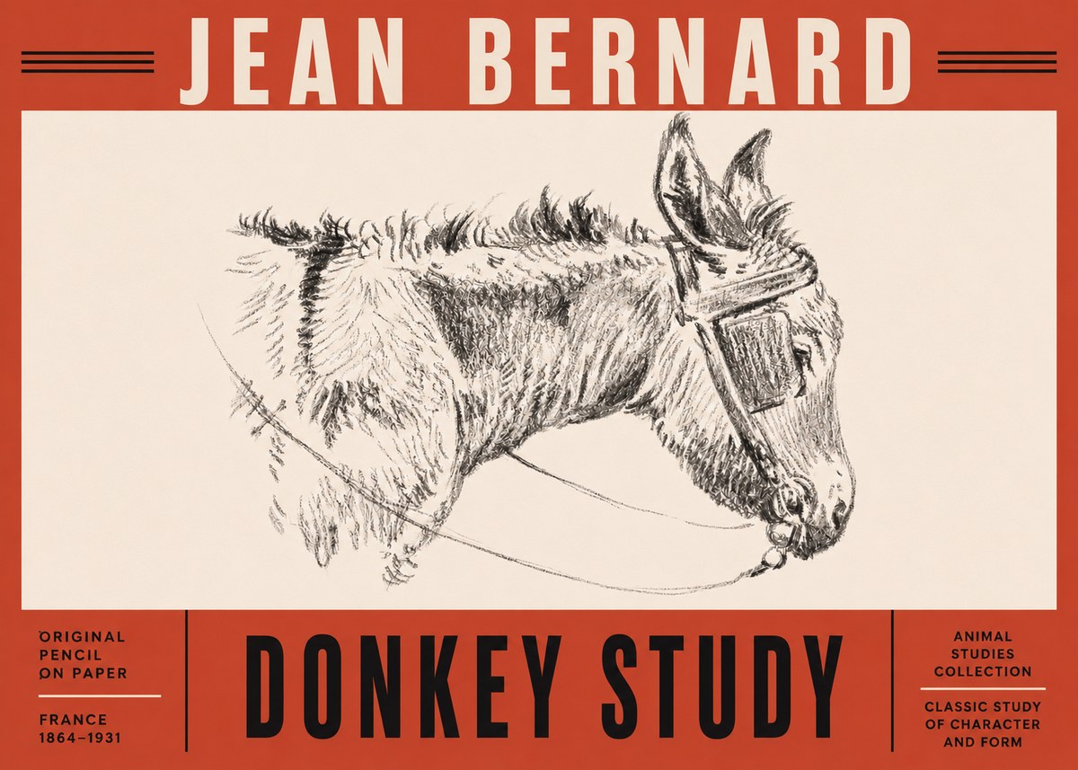 Jean Bernard Donkey Study II No5 - Affiche