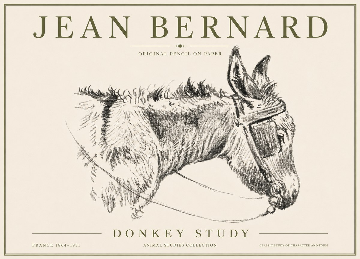Jean Bernard Donkey Study II No6 - Affiche