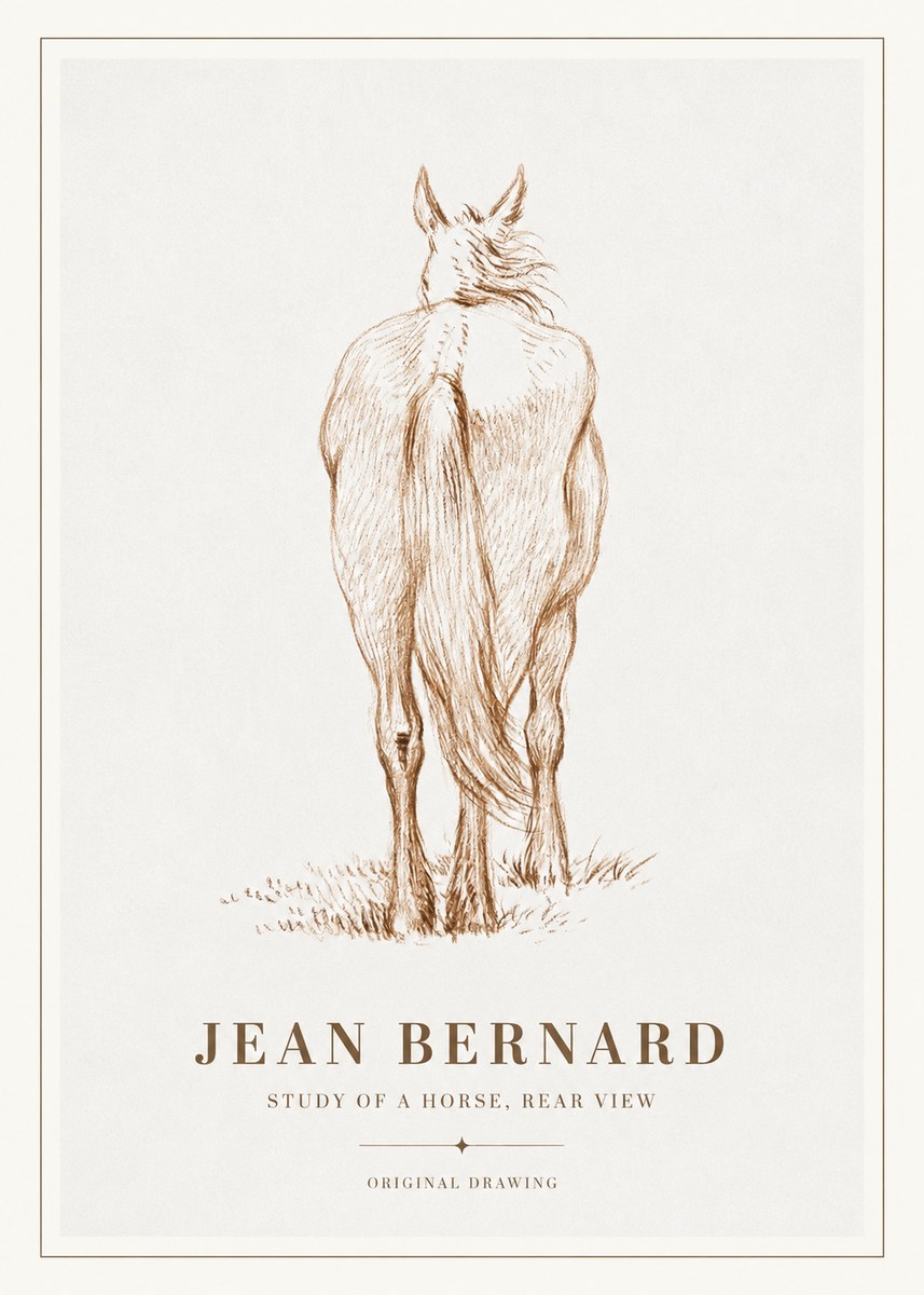 Jean Bernard Study of a Horse, Rear View No2 - Affiche