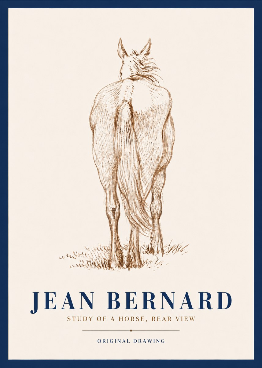 Jean Bernard Study of a Horse, Rear View No4 - Affiche
